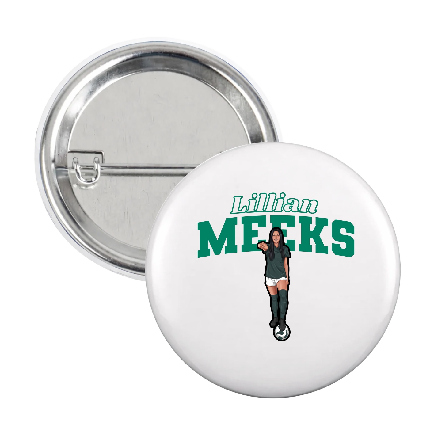 Game Day Button — Name Arch in White