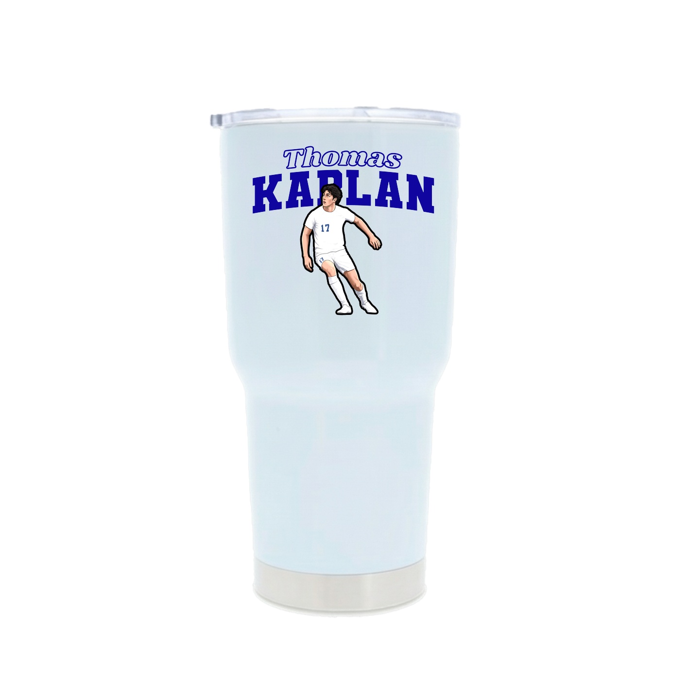 30oz Stainless Steel Tumbler — Name Arch in White