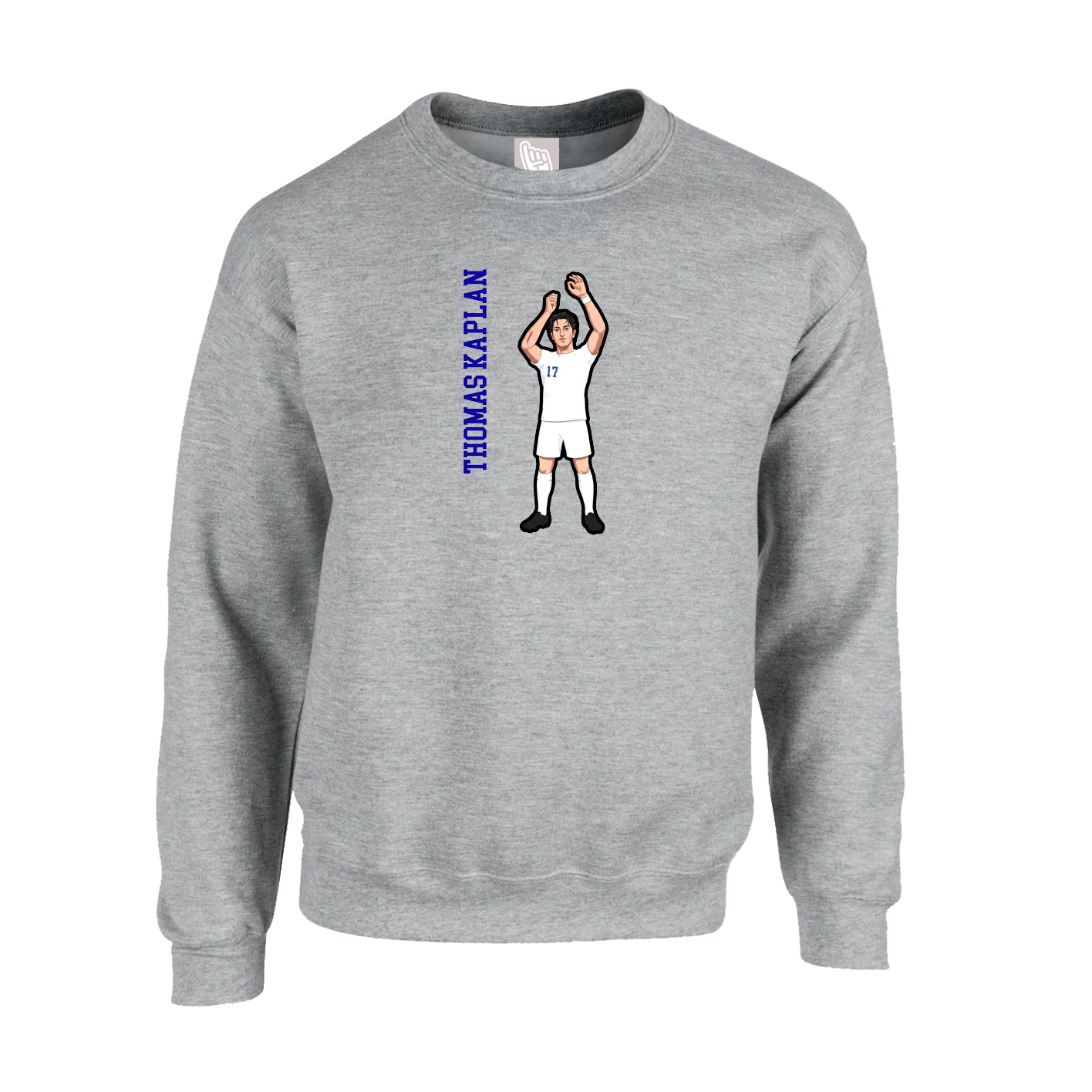 Fleece Crew — Name Vertical in Grey