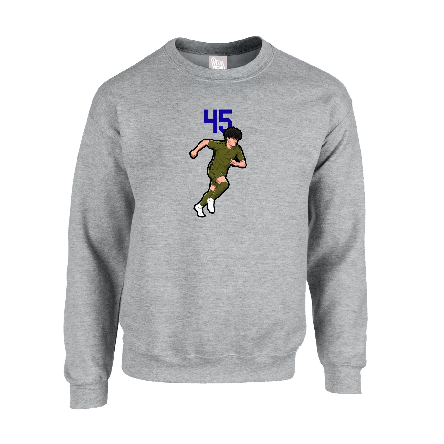 Fleece Crew — Number Top in Grey