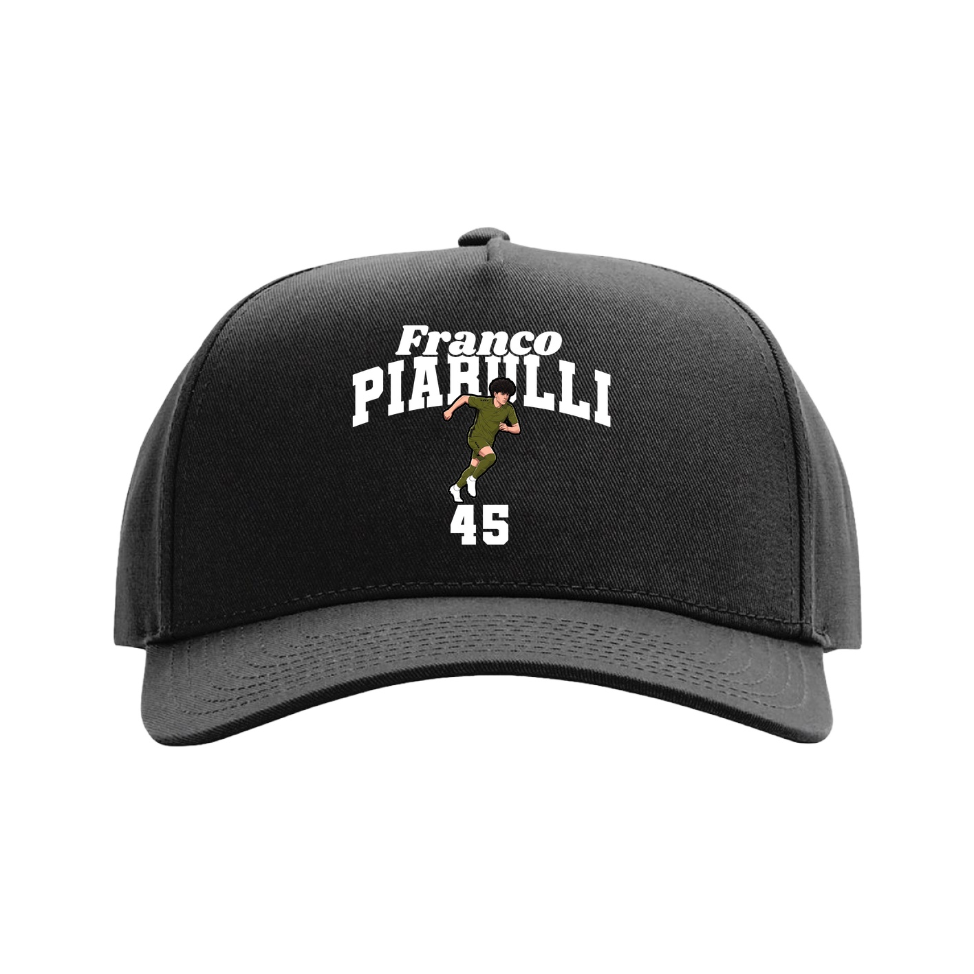 Full Fabric Five-Panel Champ Cap — Signature Arch in Black