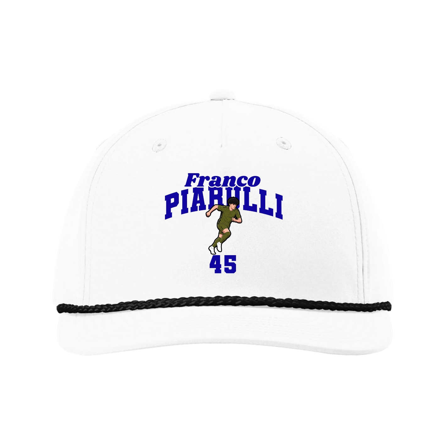 Five-Panel Classic Rope Cap — Signature Arch in White