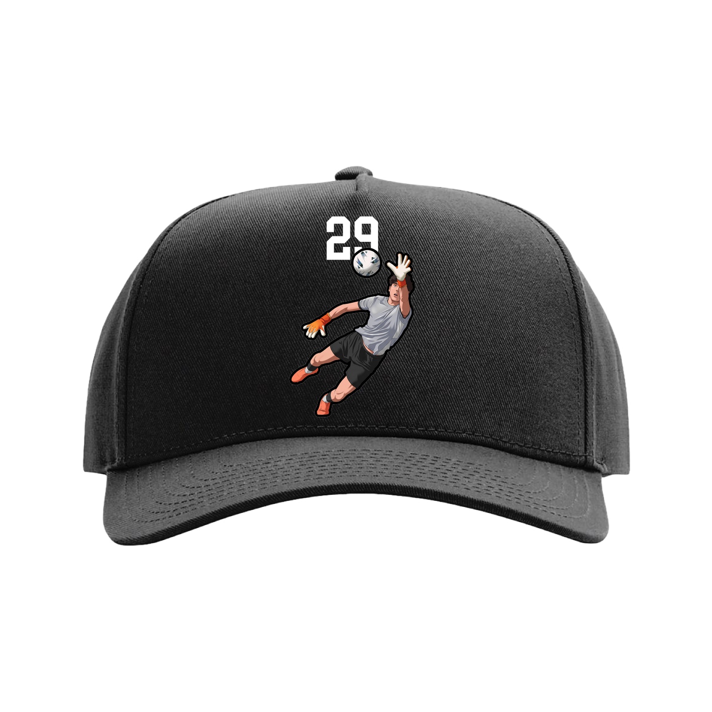 Full Fabric Five-Panel Champ Cap — Number Top in Black