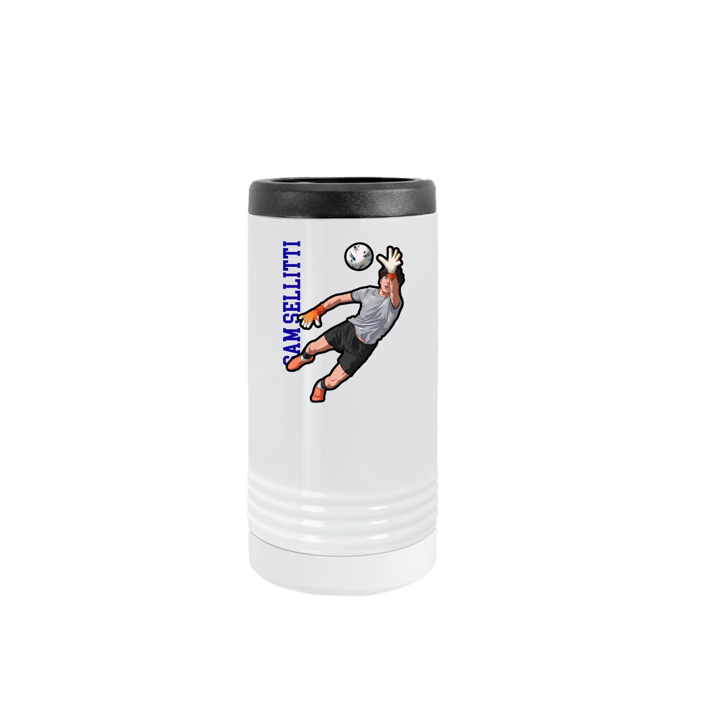 Slim Beverage Holder — Name Vertical in White