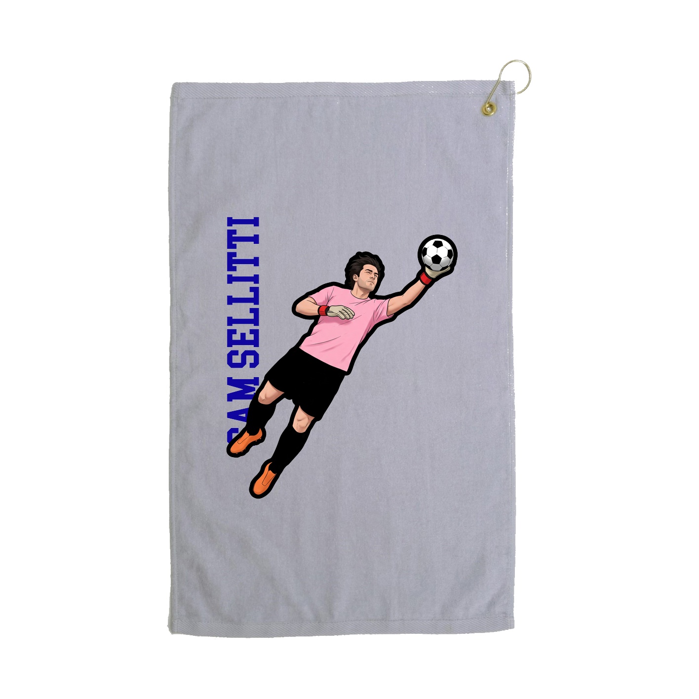 Golf Towel — Name Vertical in Grey