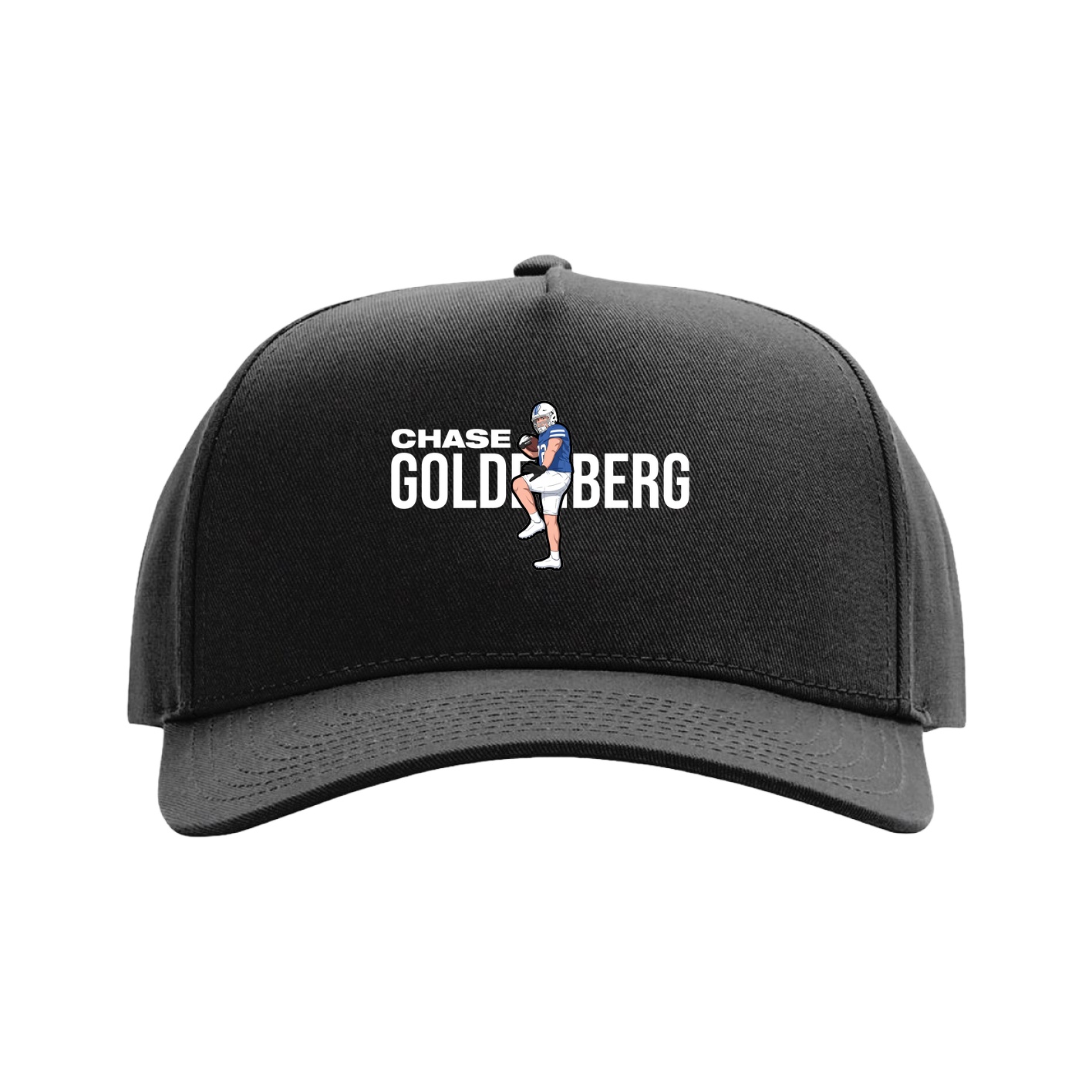 Full Fabric Five-Panel Champ Cap — Player Name in Black