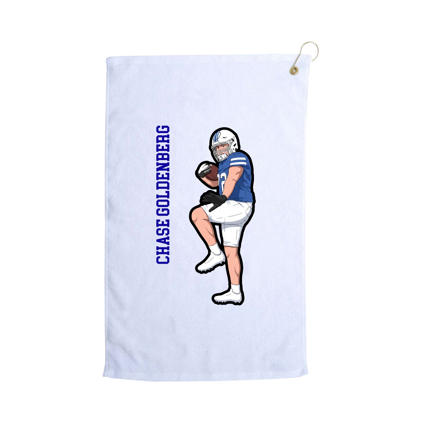Golf Towel — Name Vertical in White