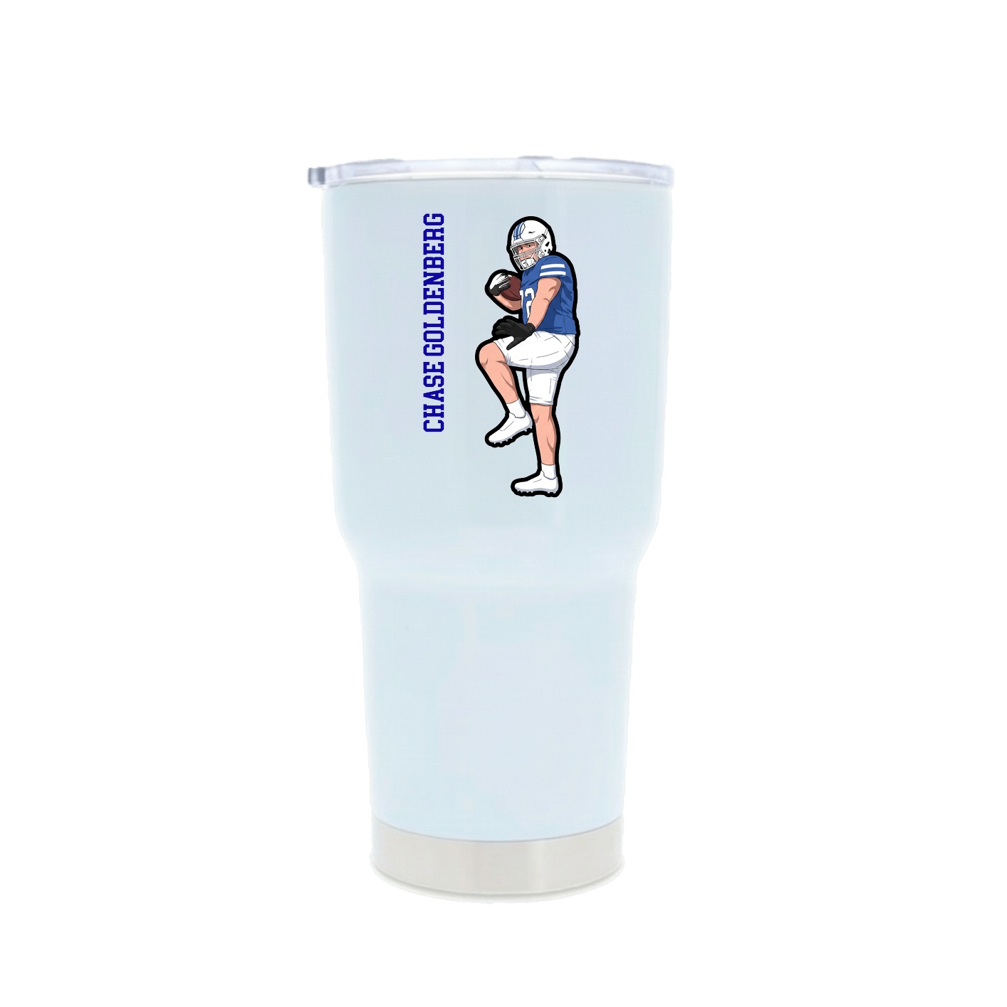 30oz Stainless Steel Tumbler — Name Vertical in White