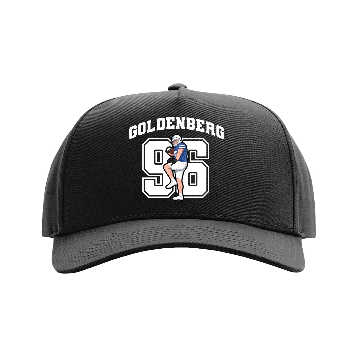 Full Fabric Five-Panel Champ Cap — Number in Black