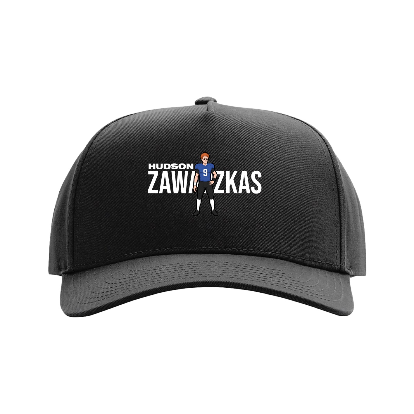 Full Fabric Five-Panel Champ Cap — Player Name in Black