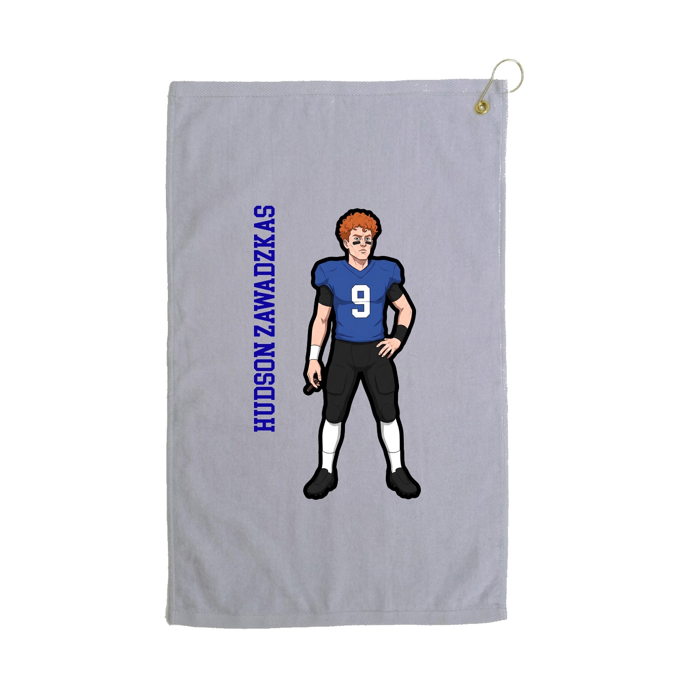 Golf Towel — Name Vertical in Grey