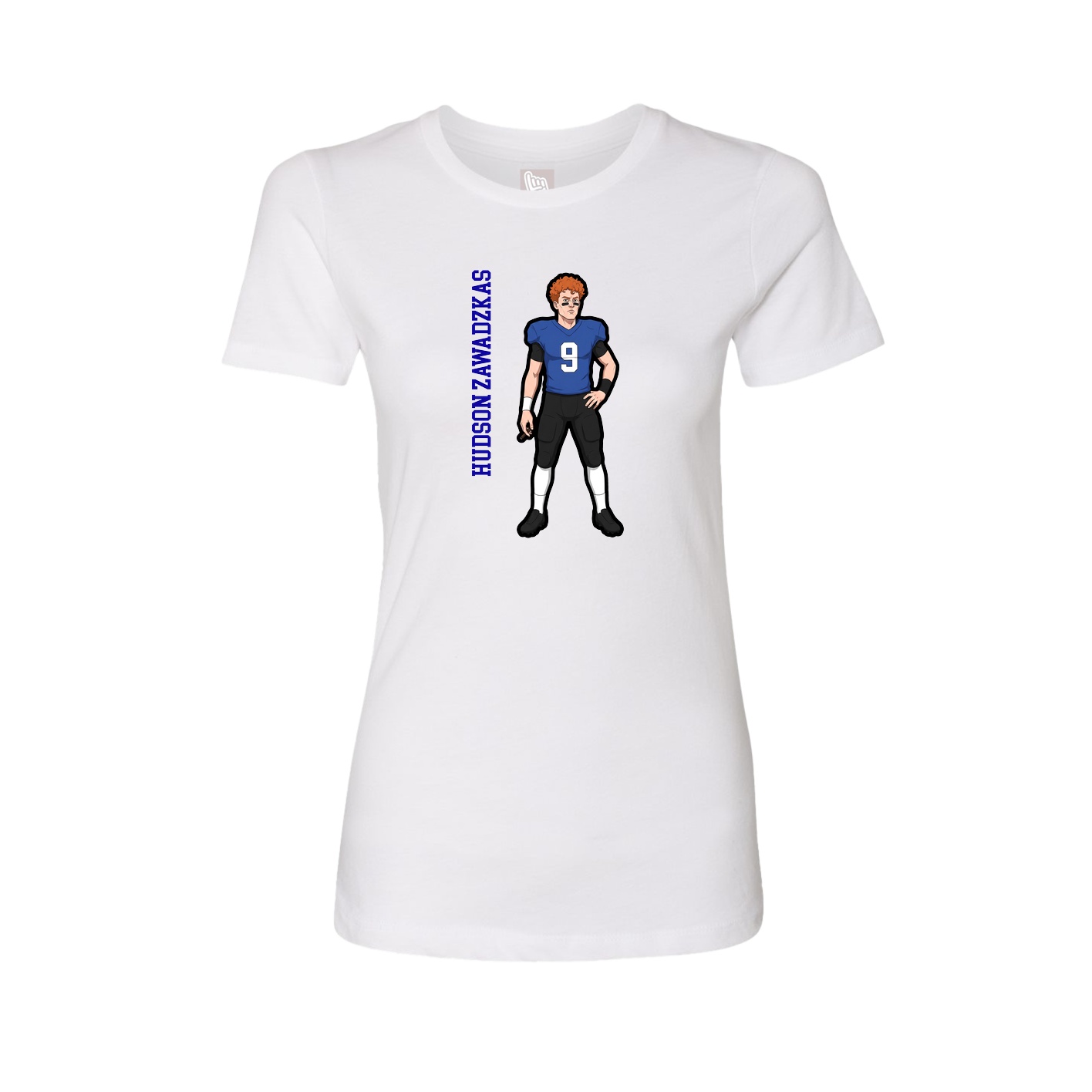 Fitted Women's Tee — Name Vertical in White