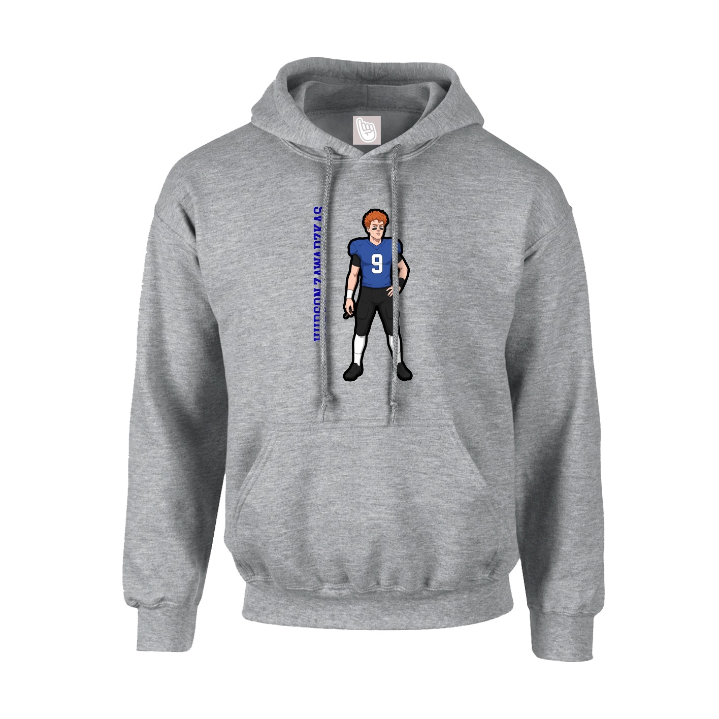 Hoodie — Name Vertical in Grey