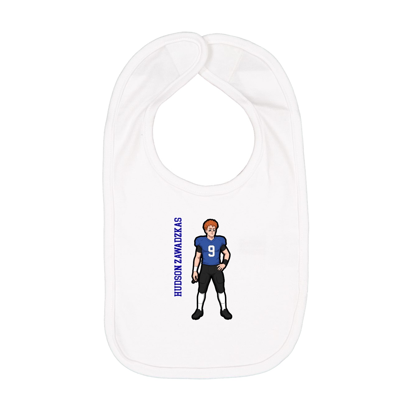 Infant Bib — Name Vertical in White