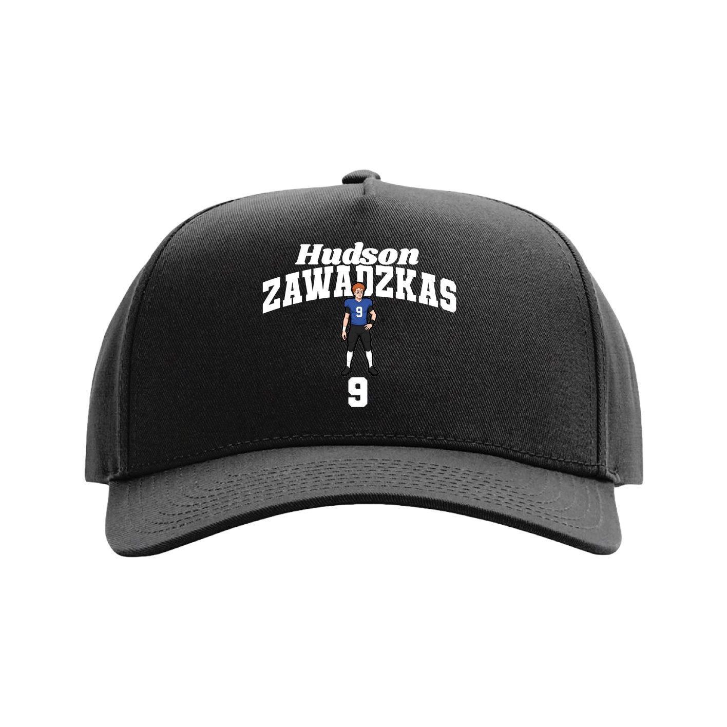 Full Fabric Five-Panel Champ Cap — Signature Arch in Black