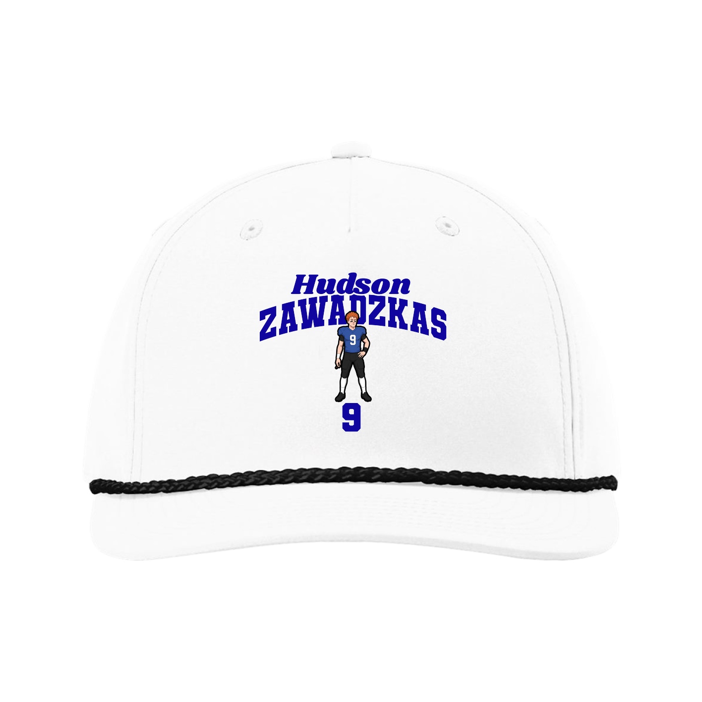 Five-Panel Classic Rope Cap — Signature Arch in White