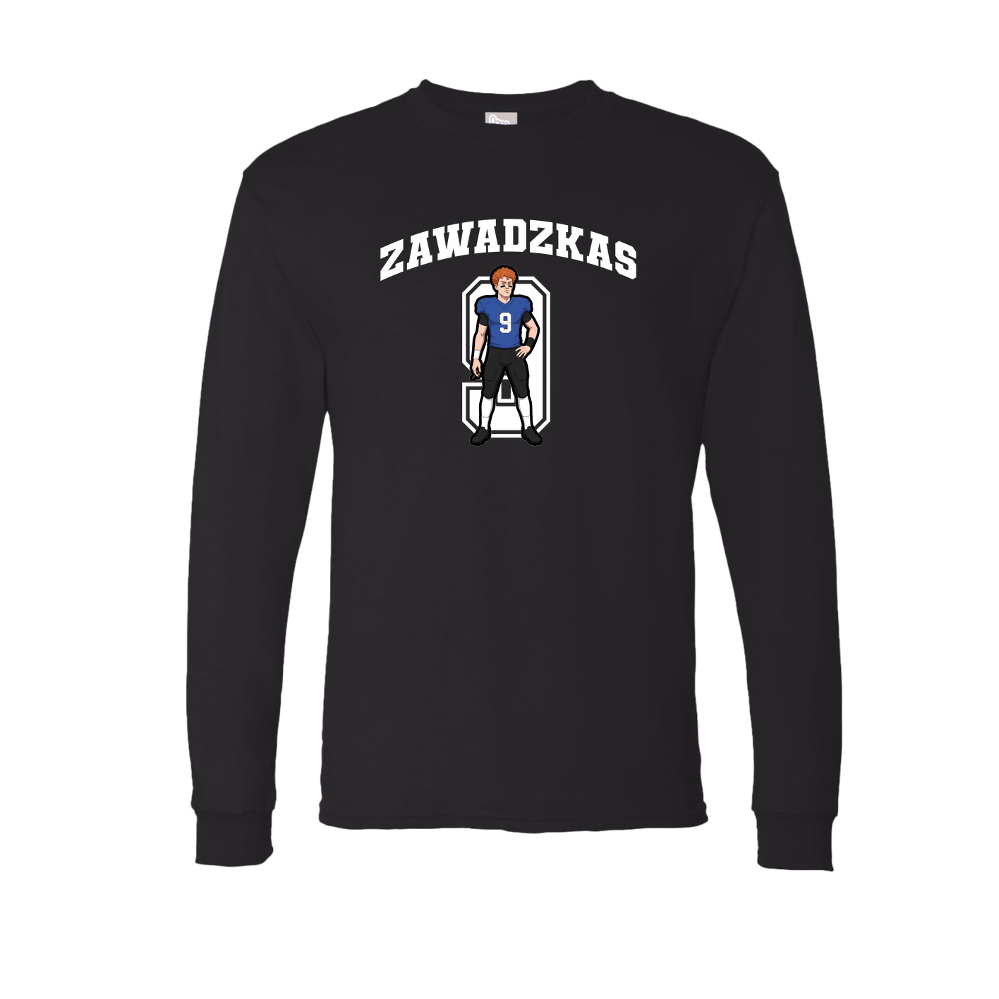 Long Sleeve Tee — Number in Black