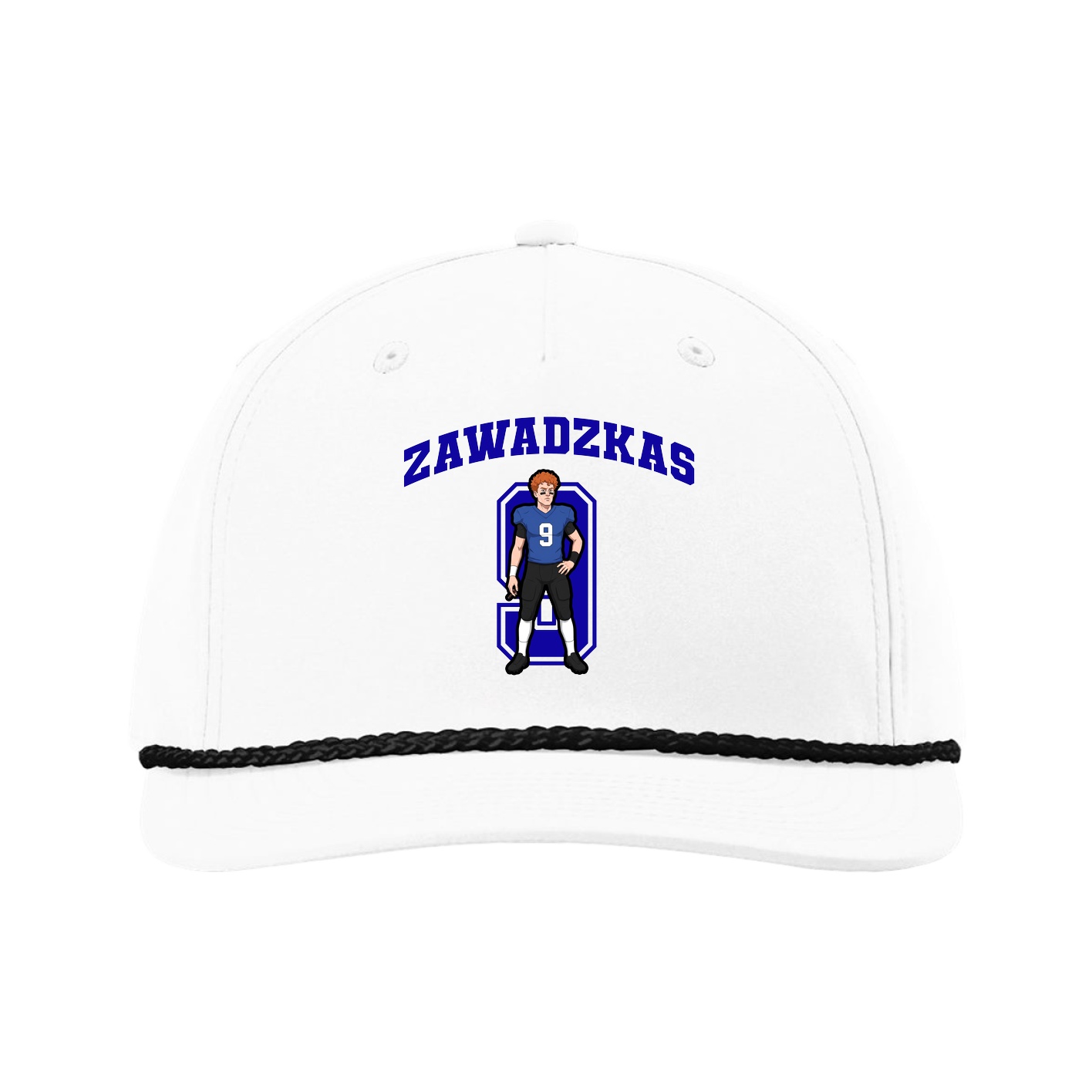 Five-Panel Classic Rope Cap — Number in White