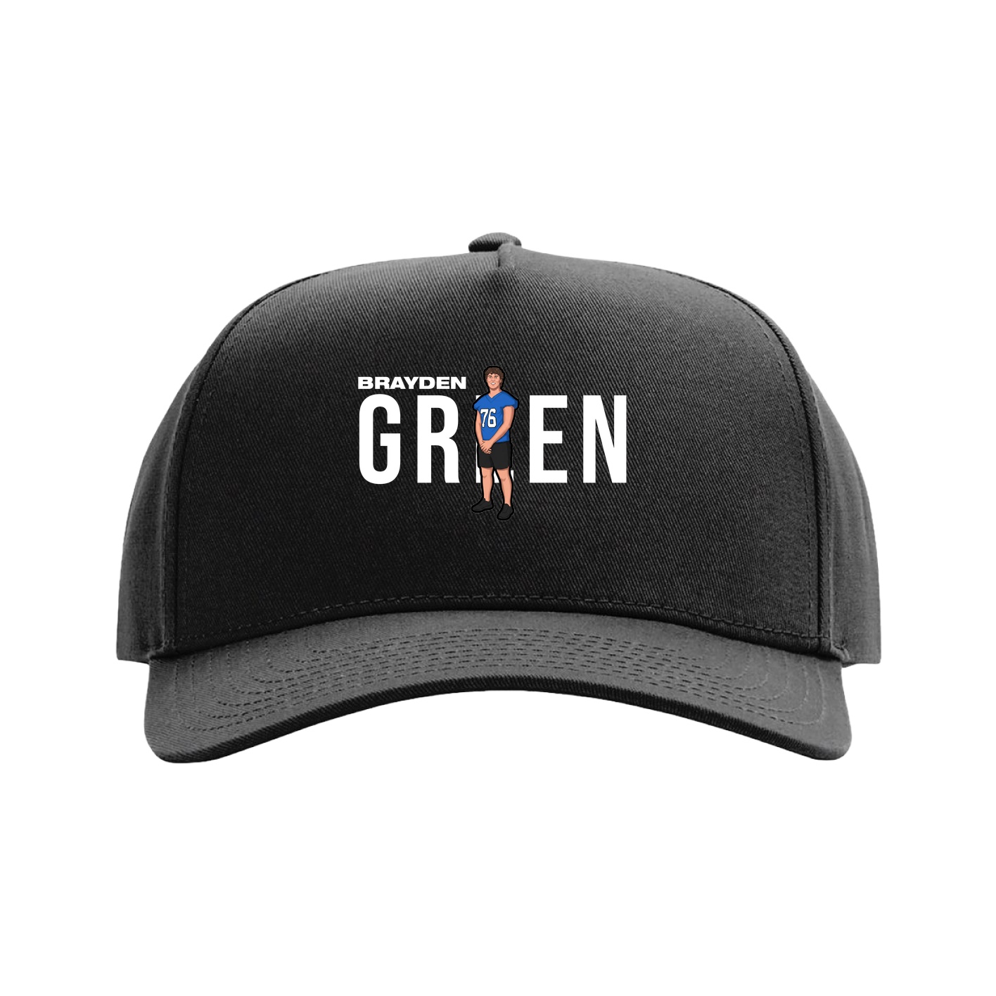 Full Fabric Five-Panel Champ Cap — Player Name in Black