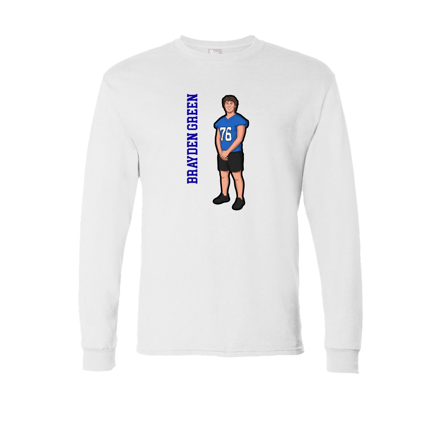 Long Sleeve Tee — Name Vertical in White