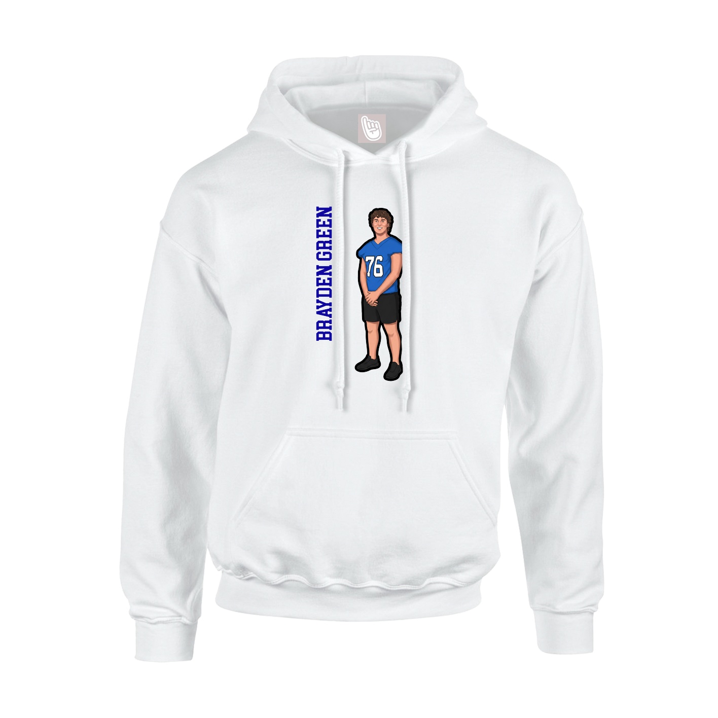 Youth Hoodie — Name Vertical in White