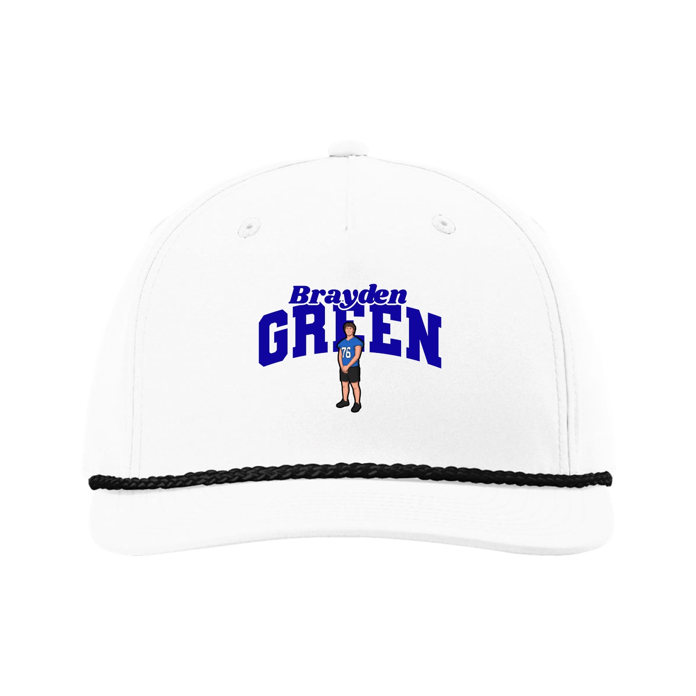 Five-Panel Classic Rope Cap — Signature Arch in White