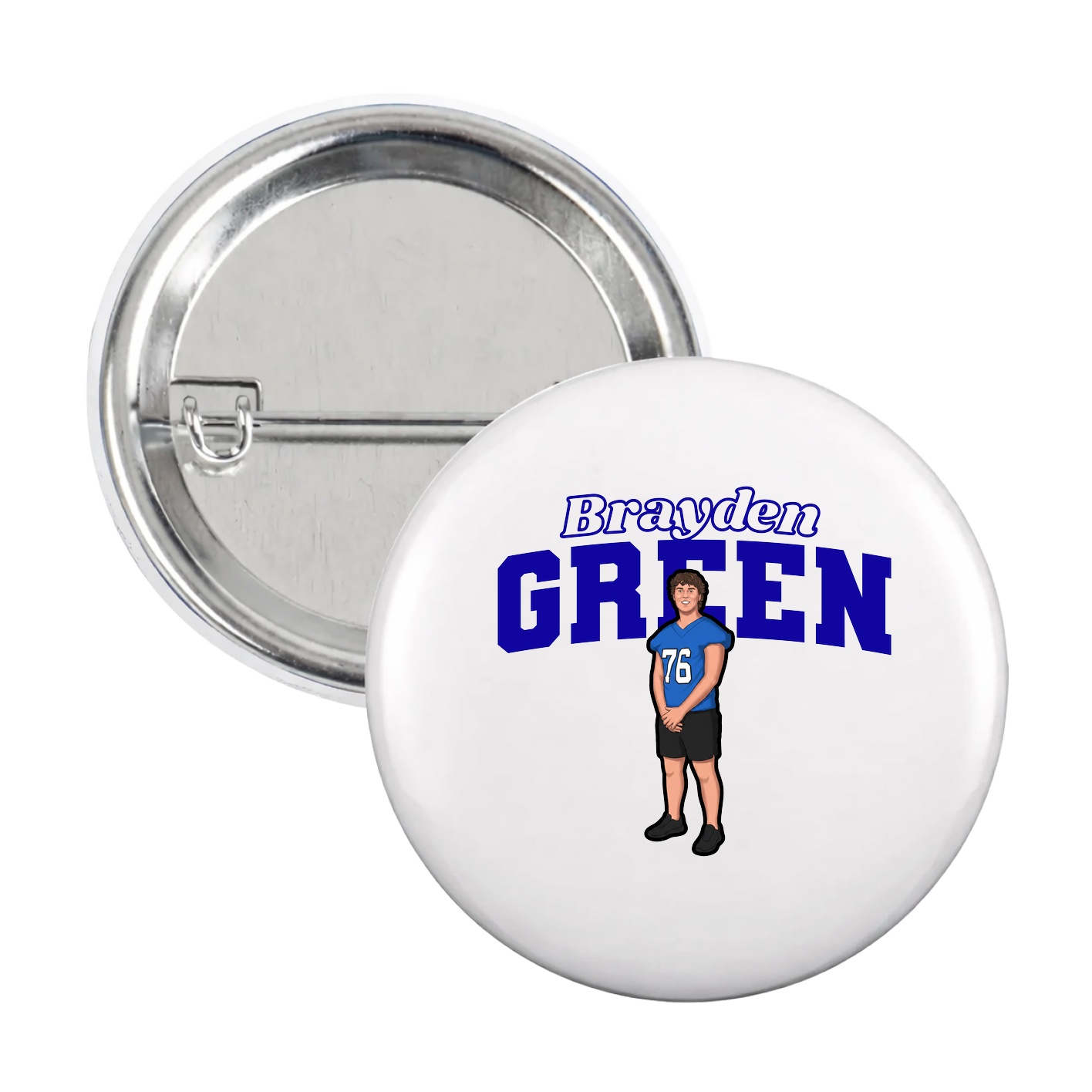 Game Day Button — Name Arch in White