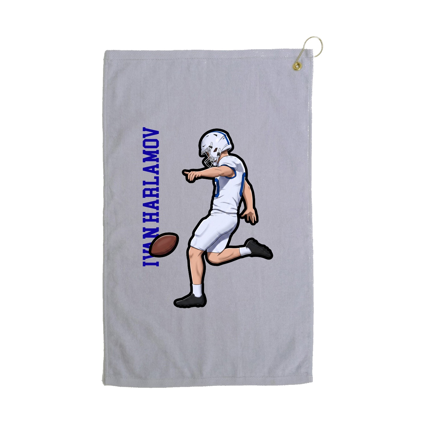 Golf Towel — Name Vertical in Grey