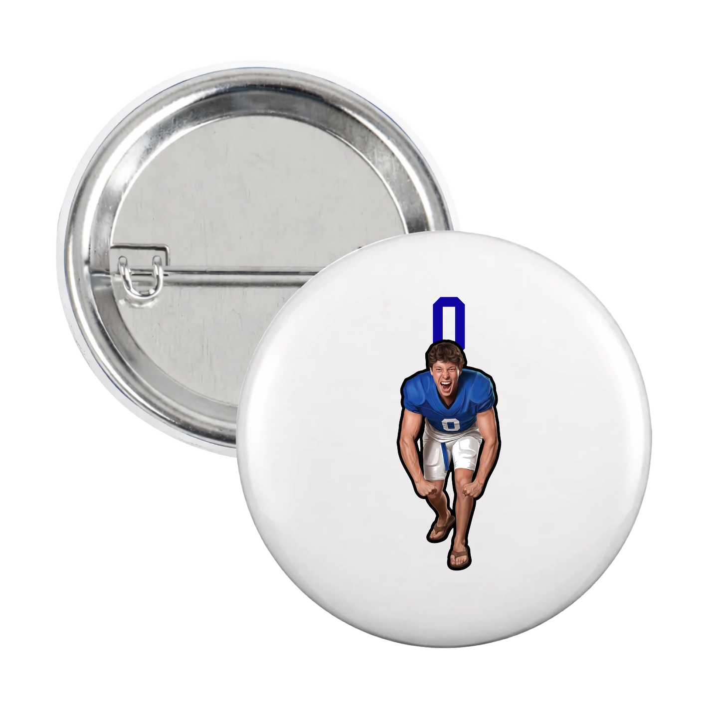 Game Day Button — Number Top in White