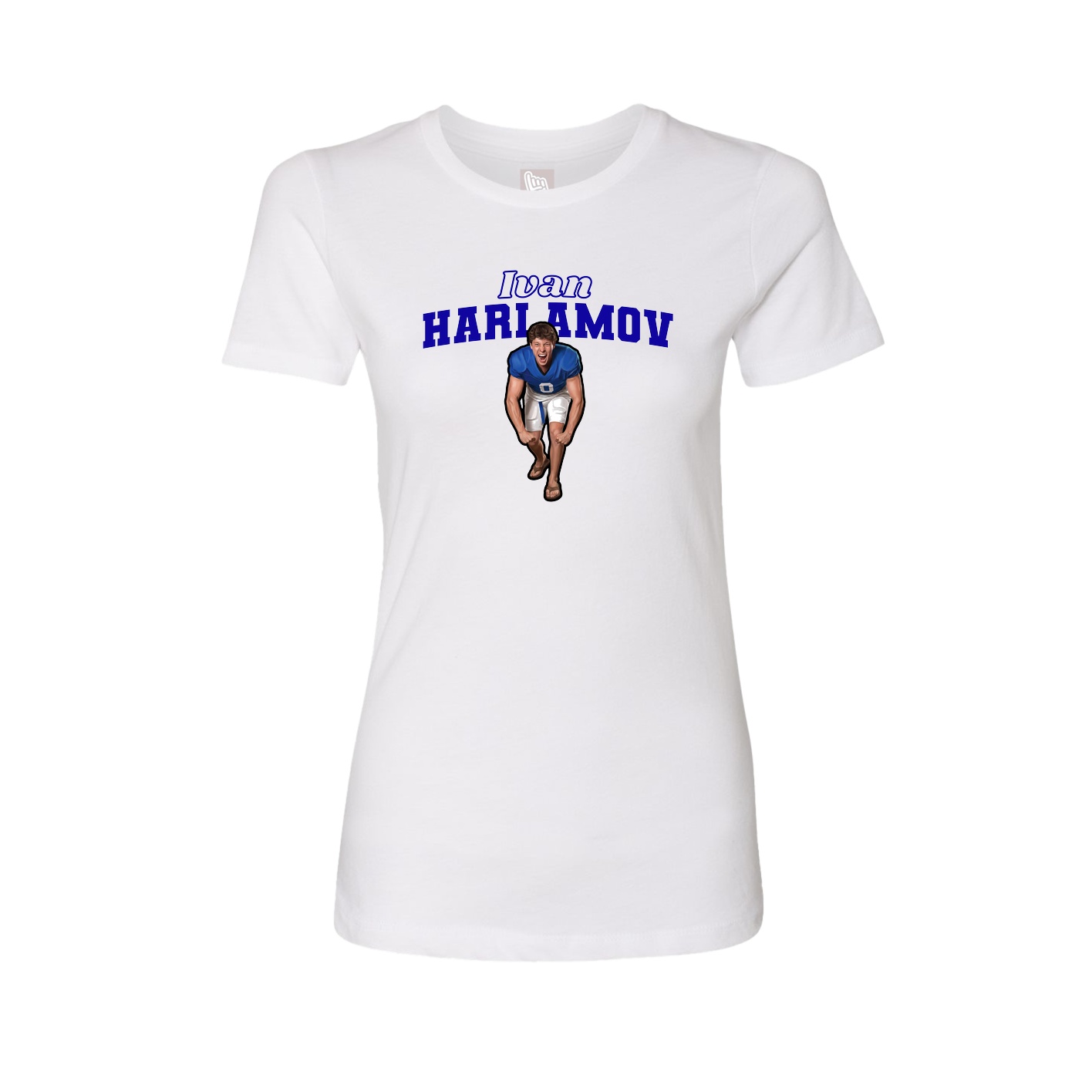 Fitted Women's Tee — Name Arch in White