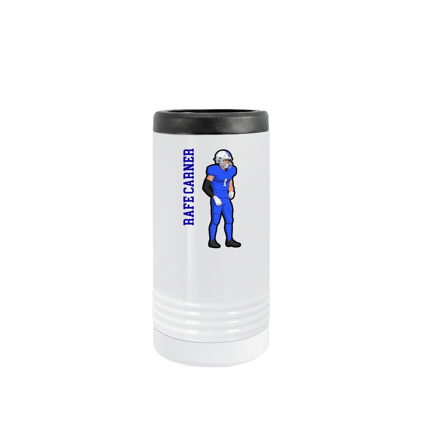 Slim Beverage Holder — Name Vertical in White
