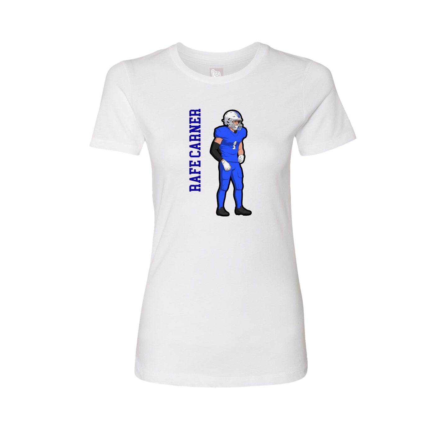Fitted Women's Tee — Name Vertical in White