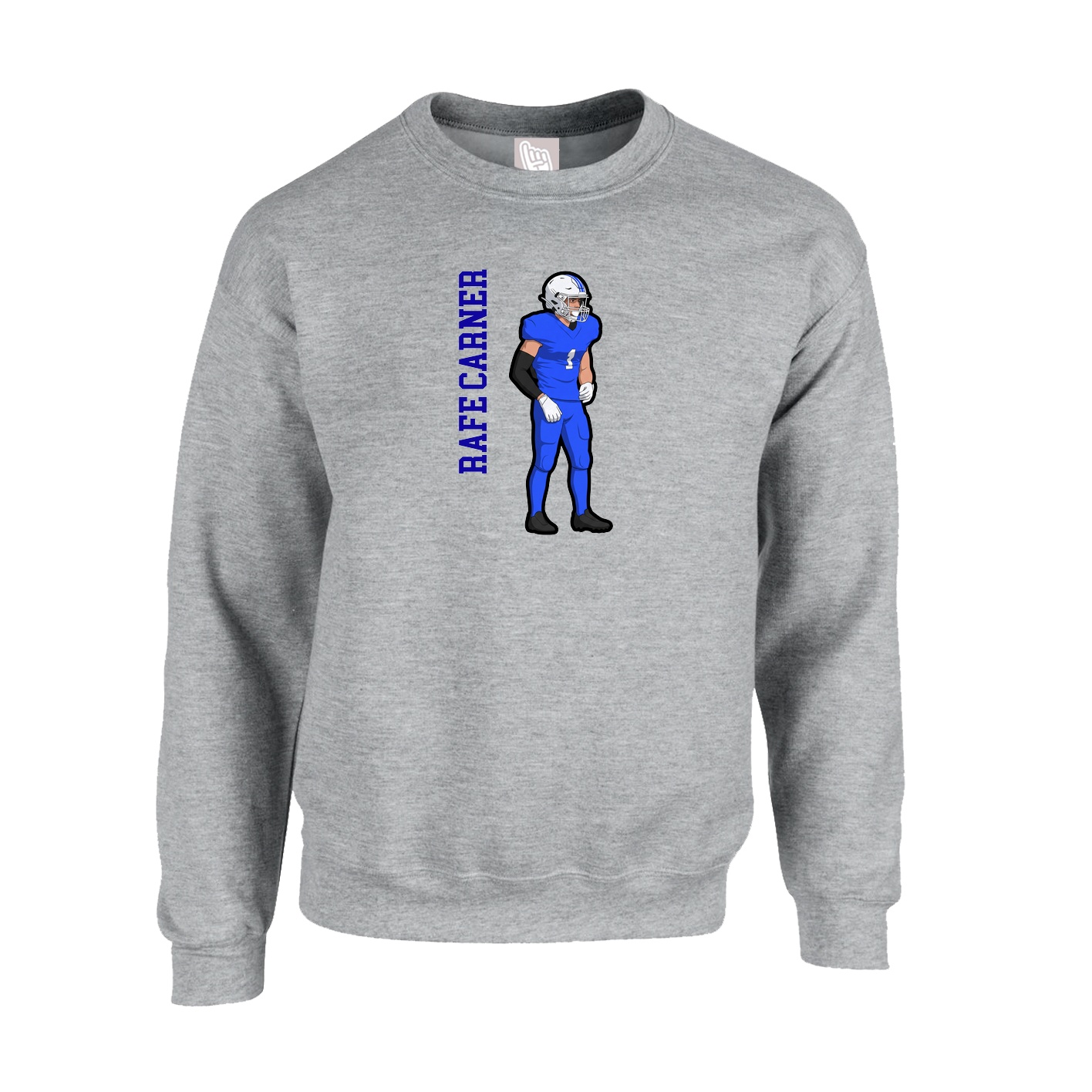 Fleece Crew — Name Vertical in Grey