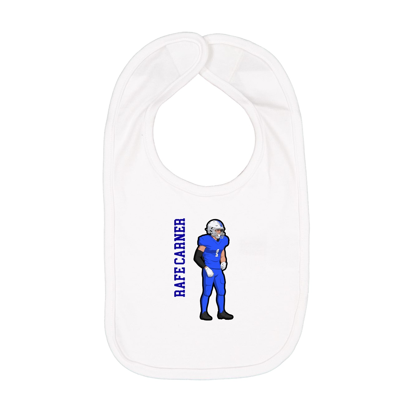 Infant Bib — Name Vertical in White