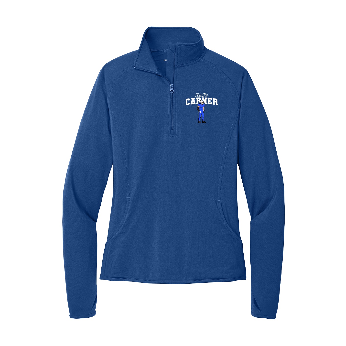 Women's Q-Zip Pullover — Name Arch in Royal