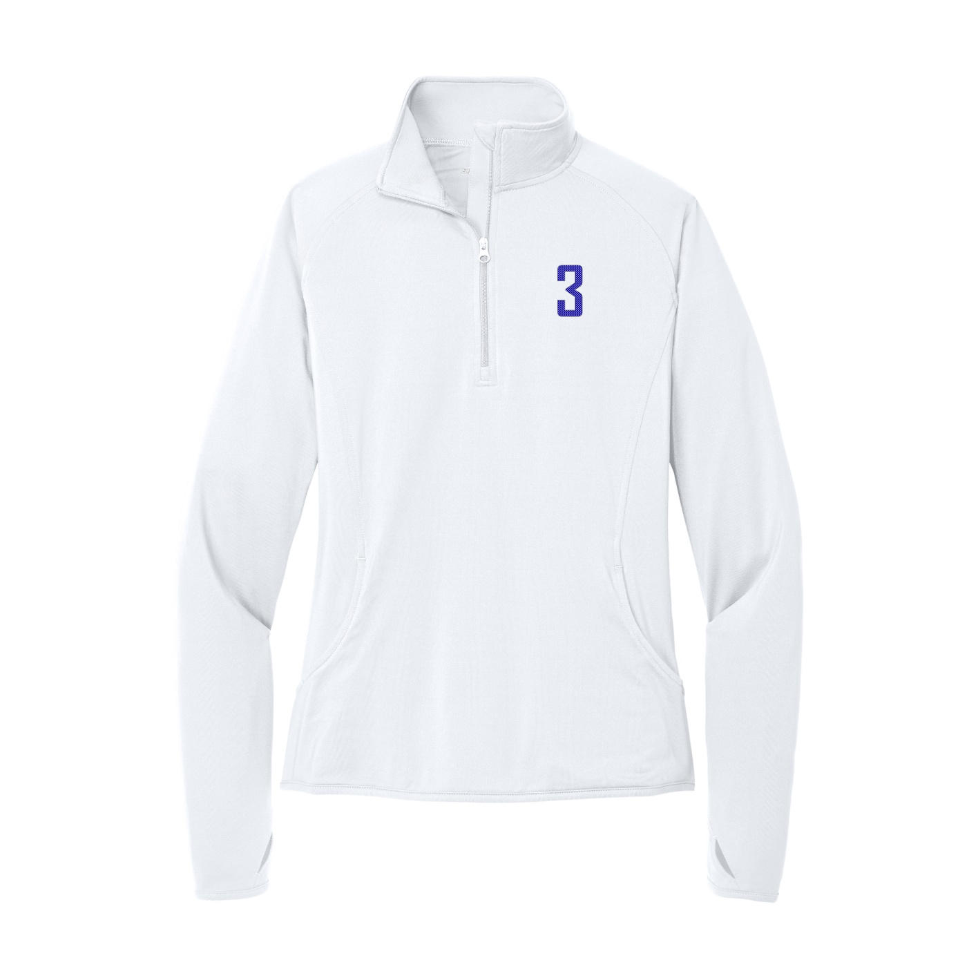 Women's Q-Zip Pullover — Front Shirsy in White