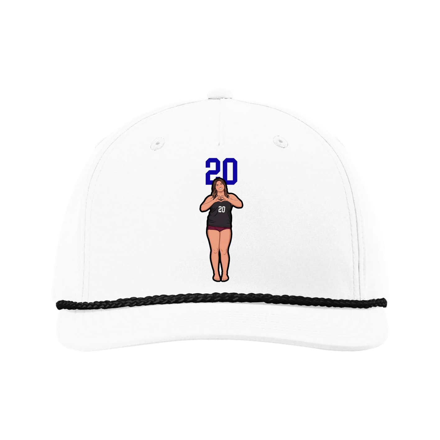 Five-Panel Classic Rope Cap — Number Top in White
