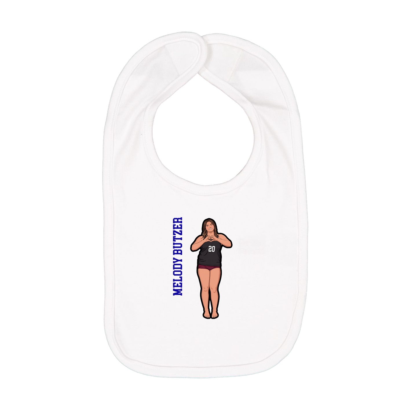 Infant Bib — Name Vertical in White