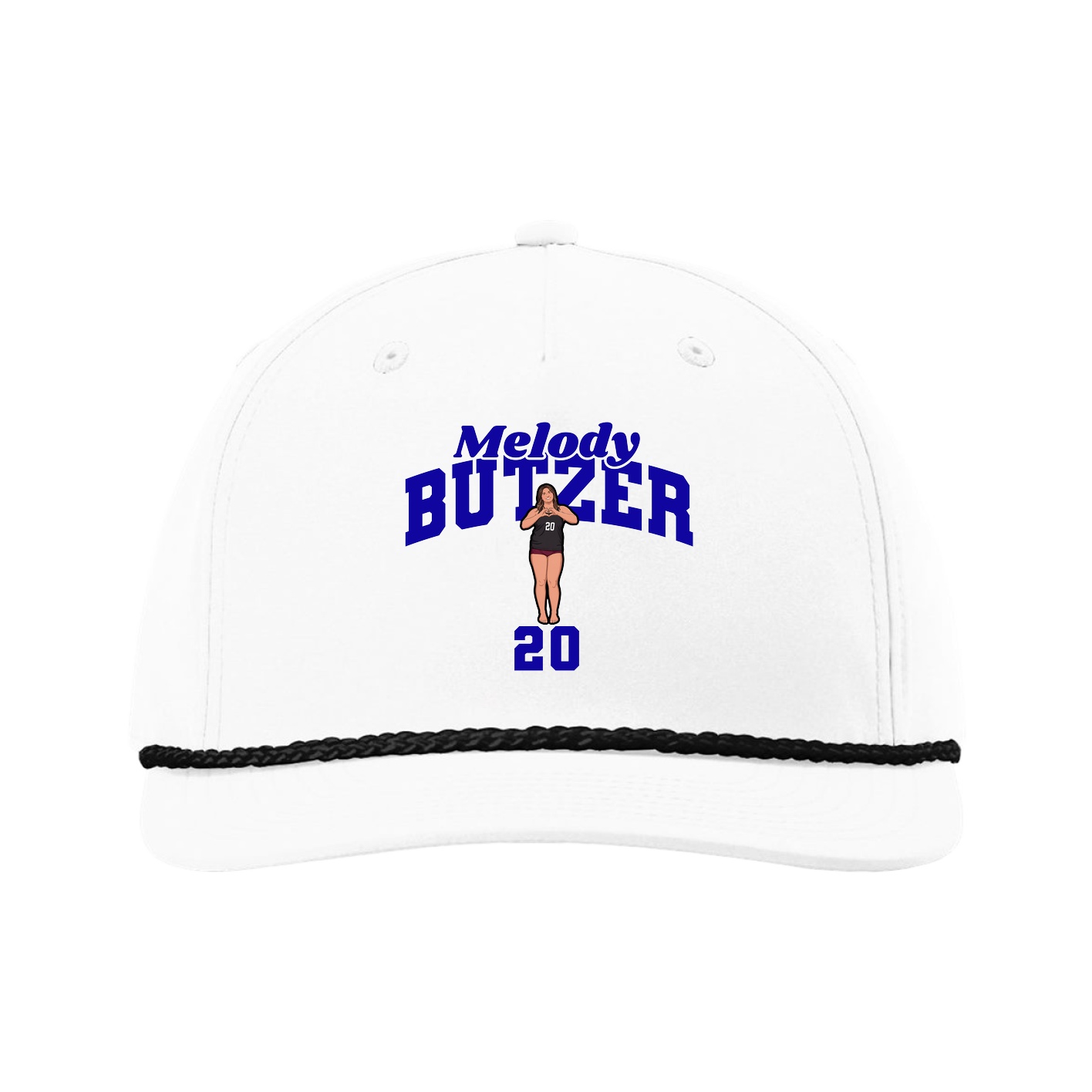 Five-Panel Classic Rope Cap — Signature Arch in White