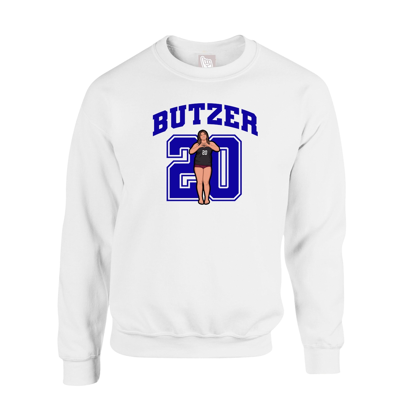 Fleece Crew — Number in White