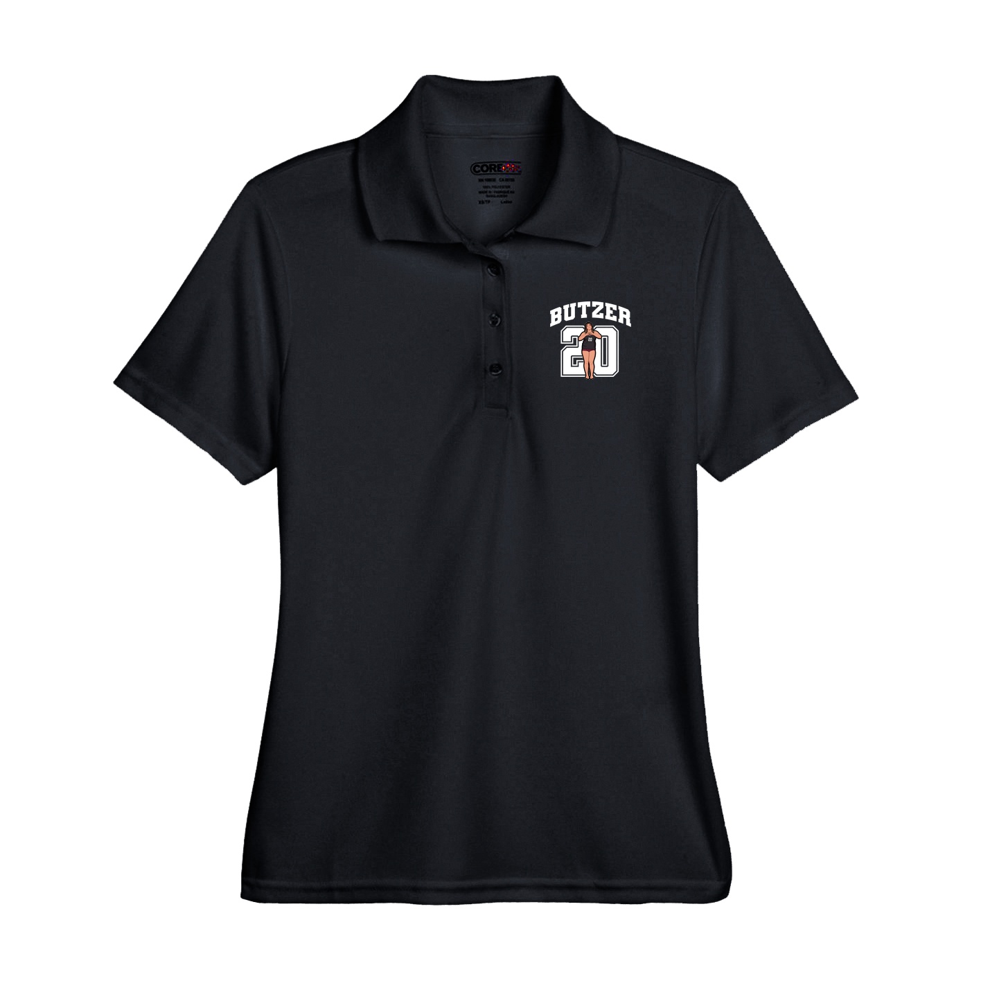 Performance Polo — Number in Black