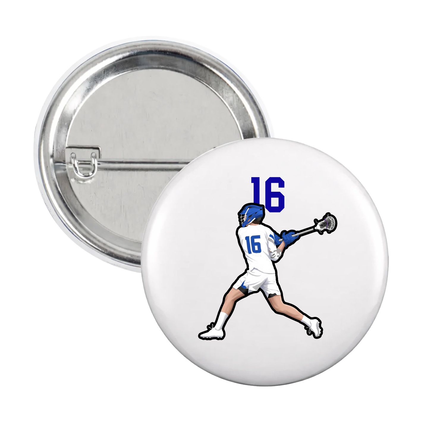 Game Day Button — Number Top in White