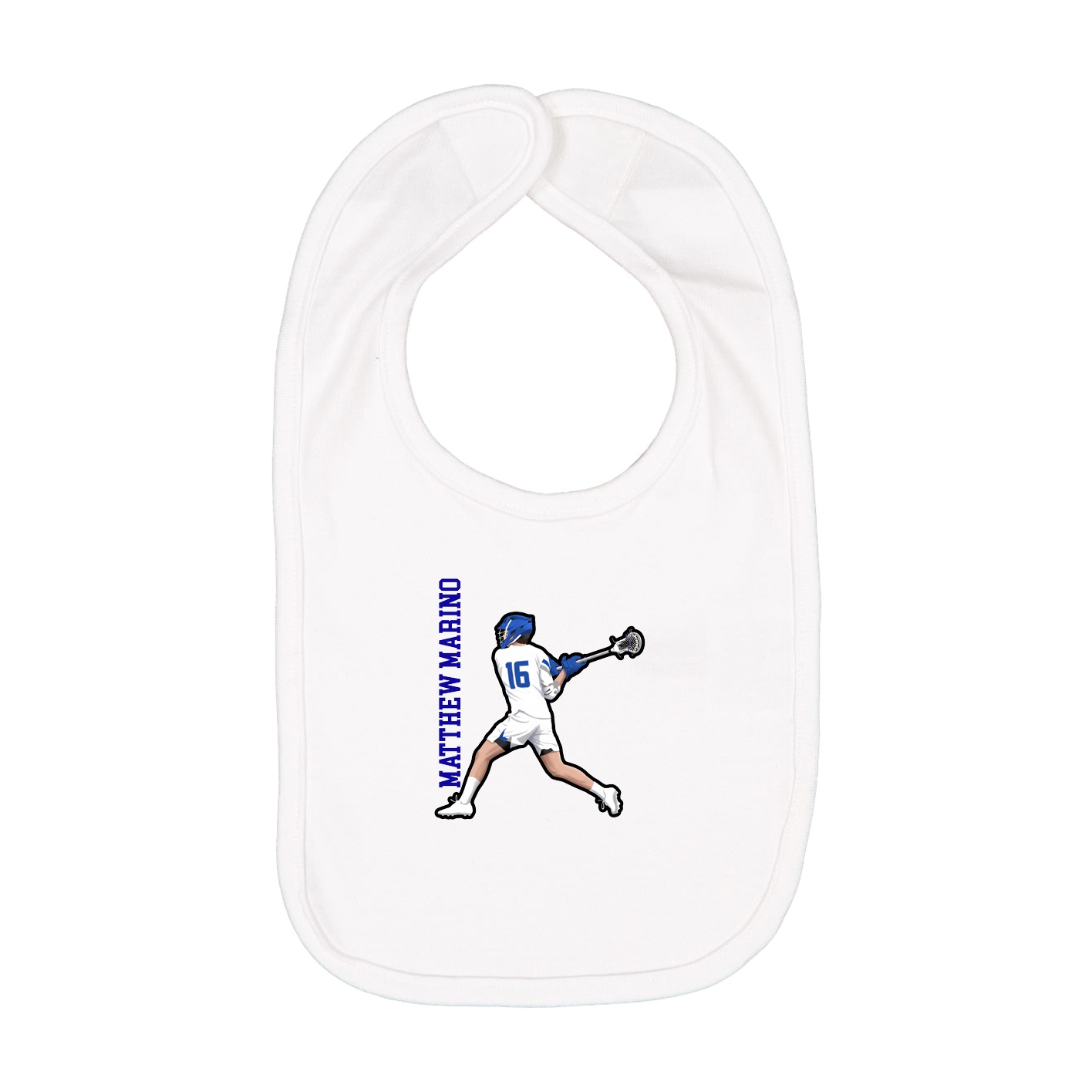 Infant Bib — Name Vertical in White