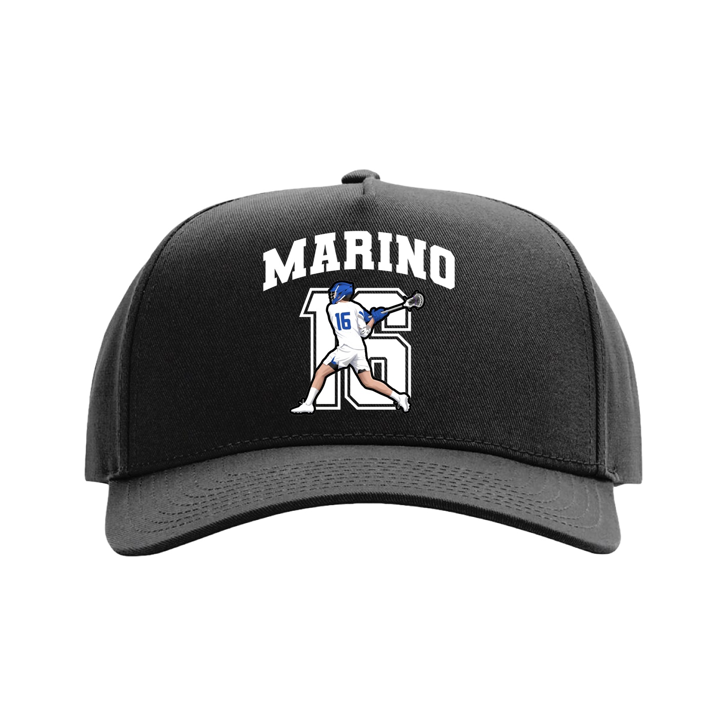 Full Fabric Five-Panel Champ Cap — Number in Black