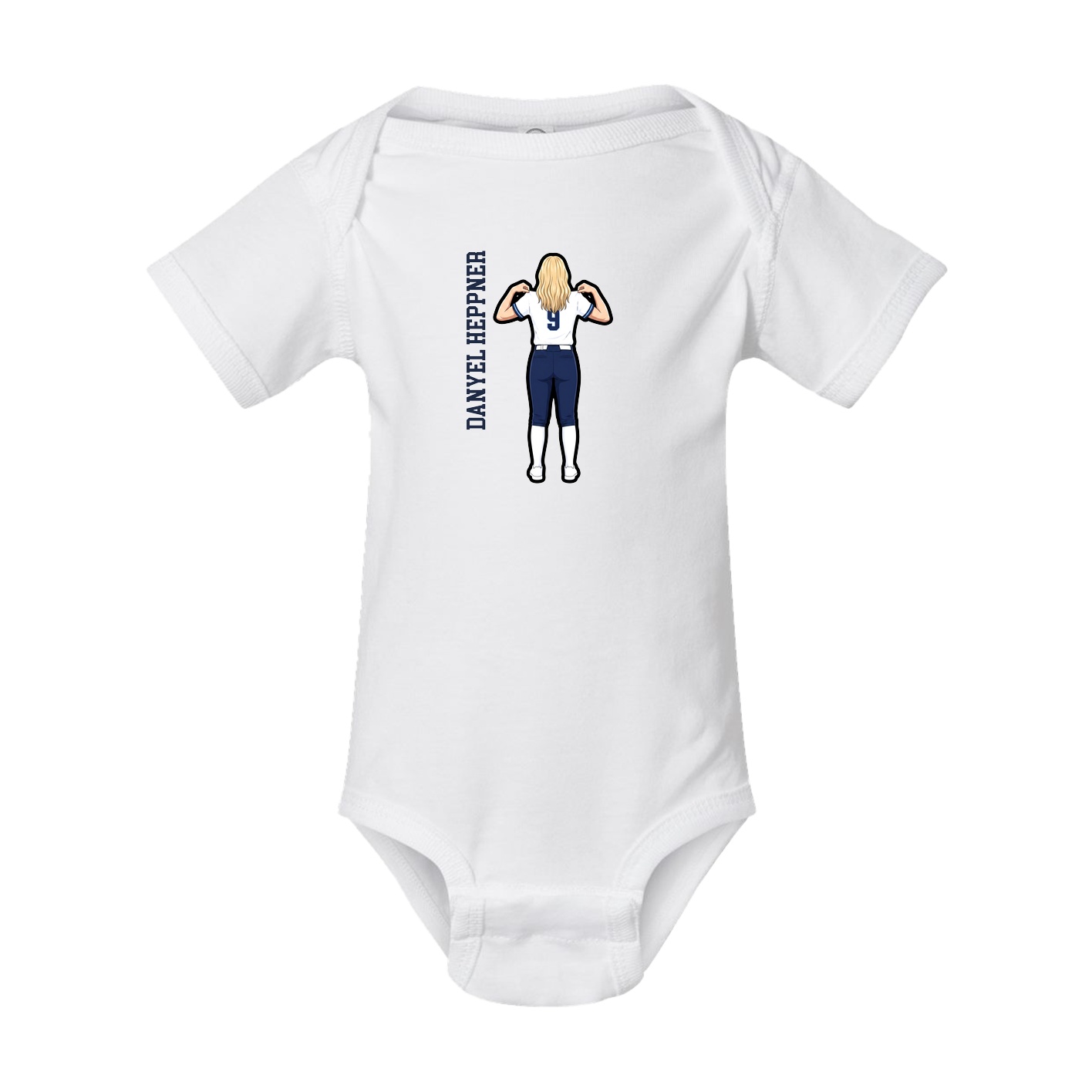 Baby Onesie — Name Vertical in White