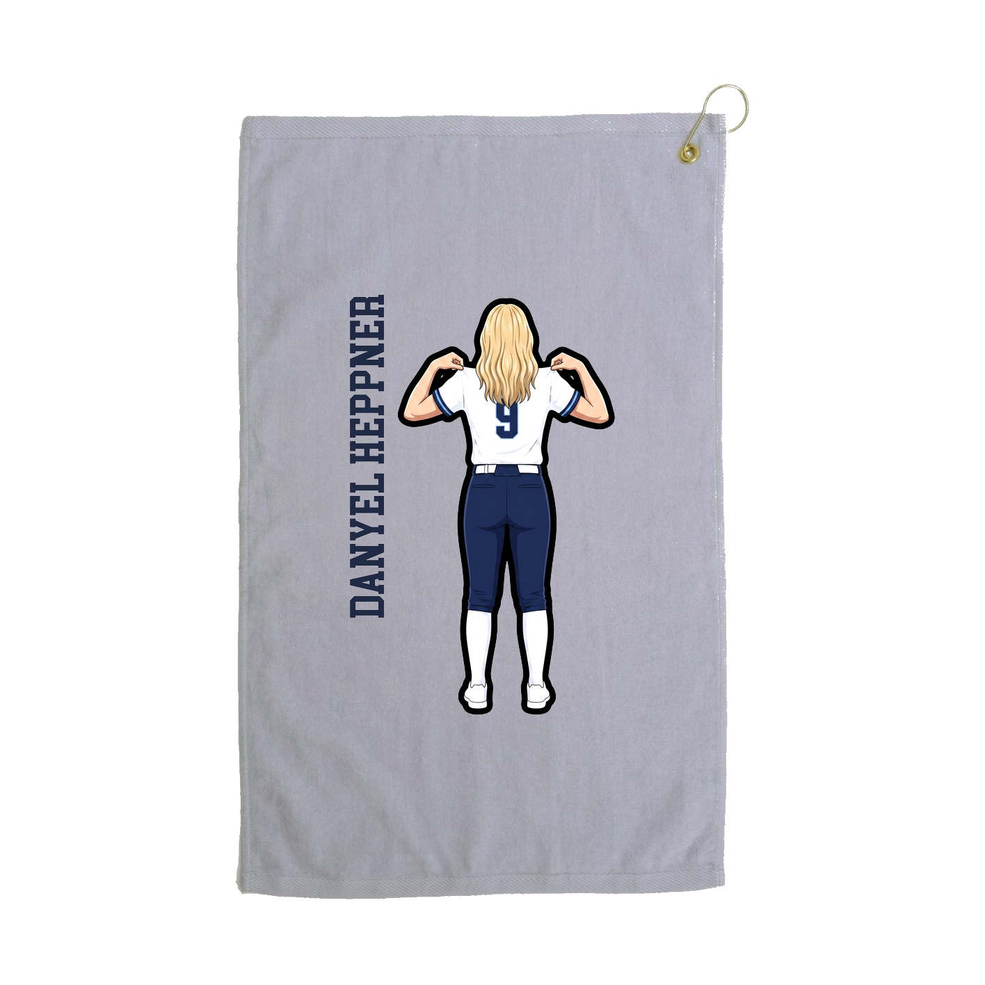 Golf Towel — Name Vertical in Grey