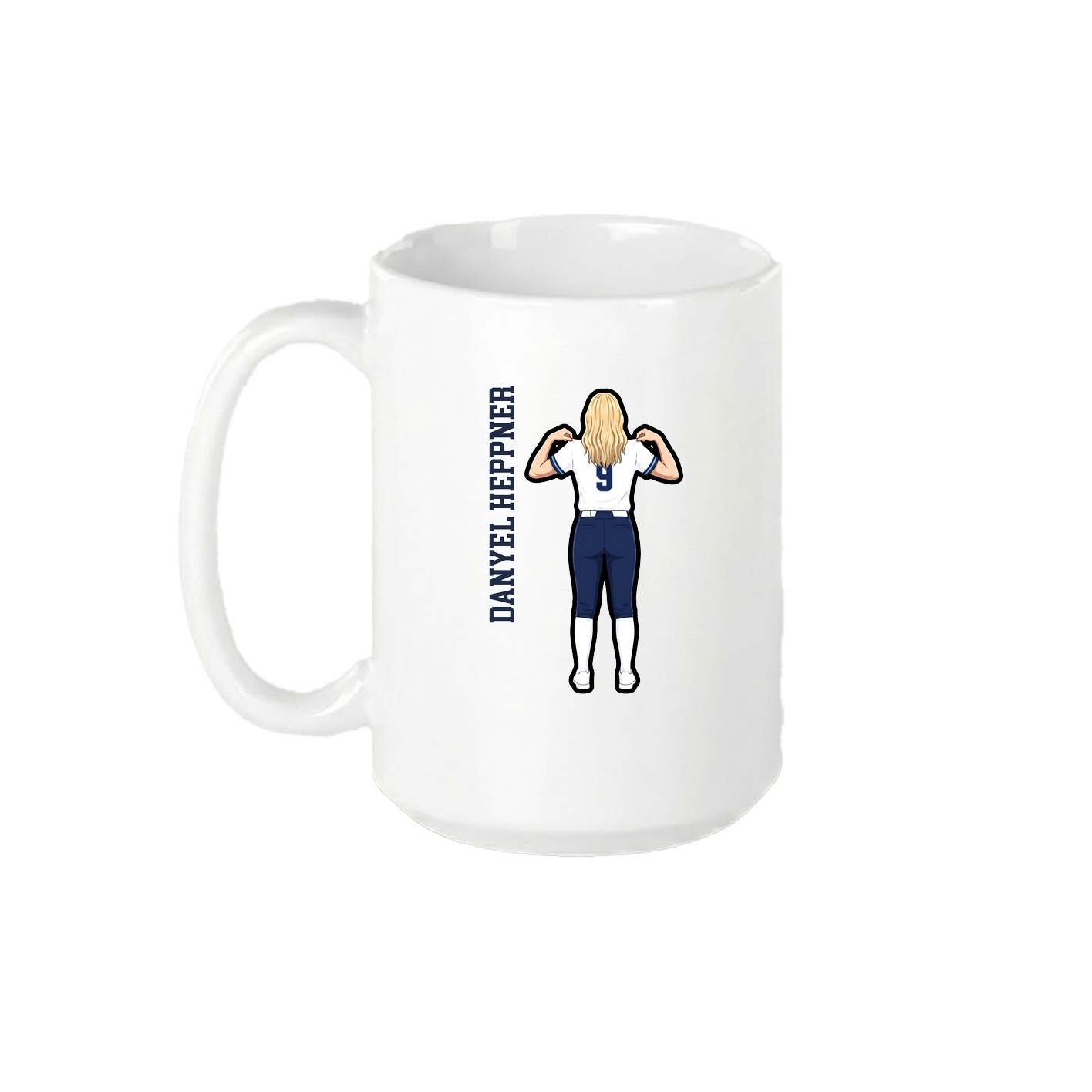 15oz Coffee Mug — Name Vertical in White
