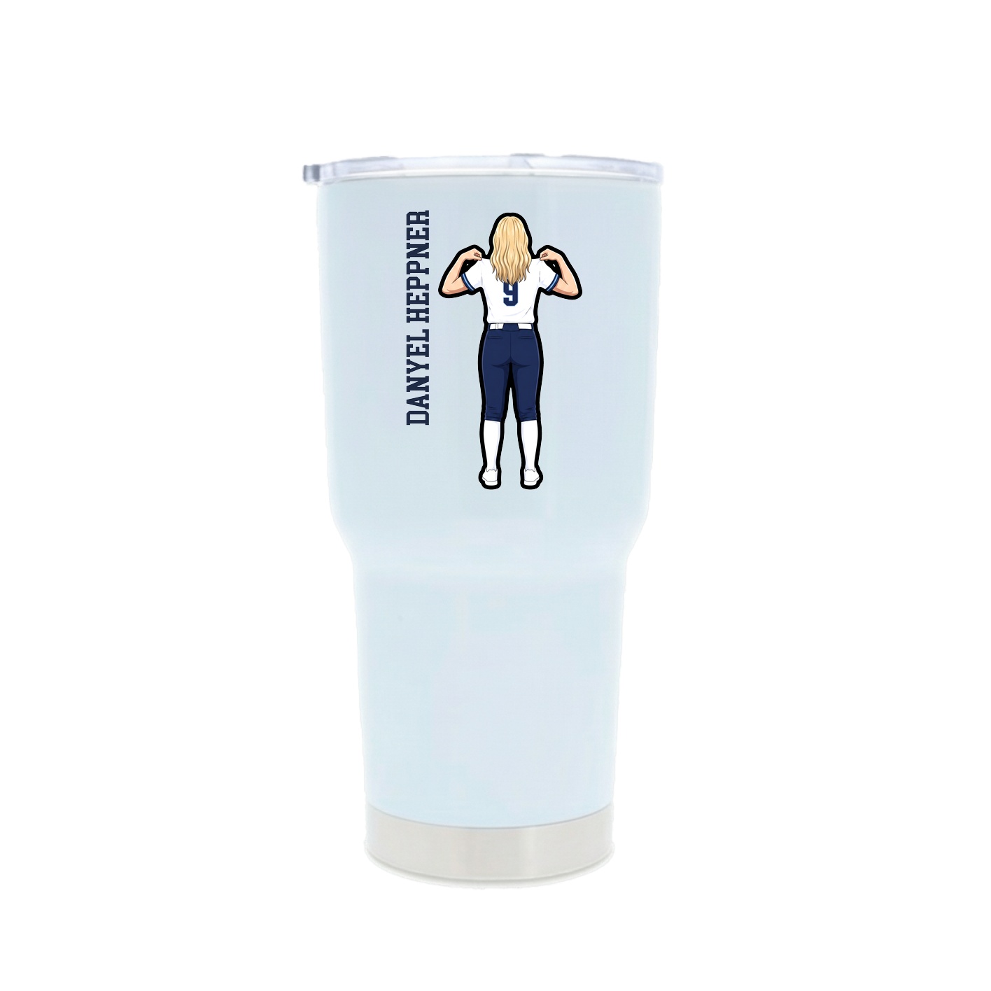30oz Stainless Steel Tumbler — Name Vertical in White