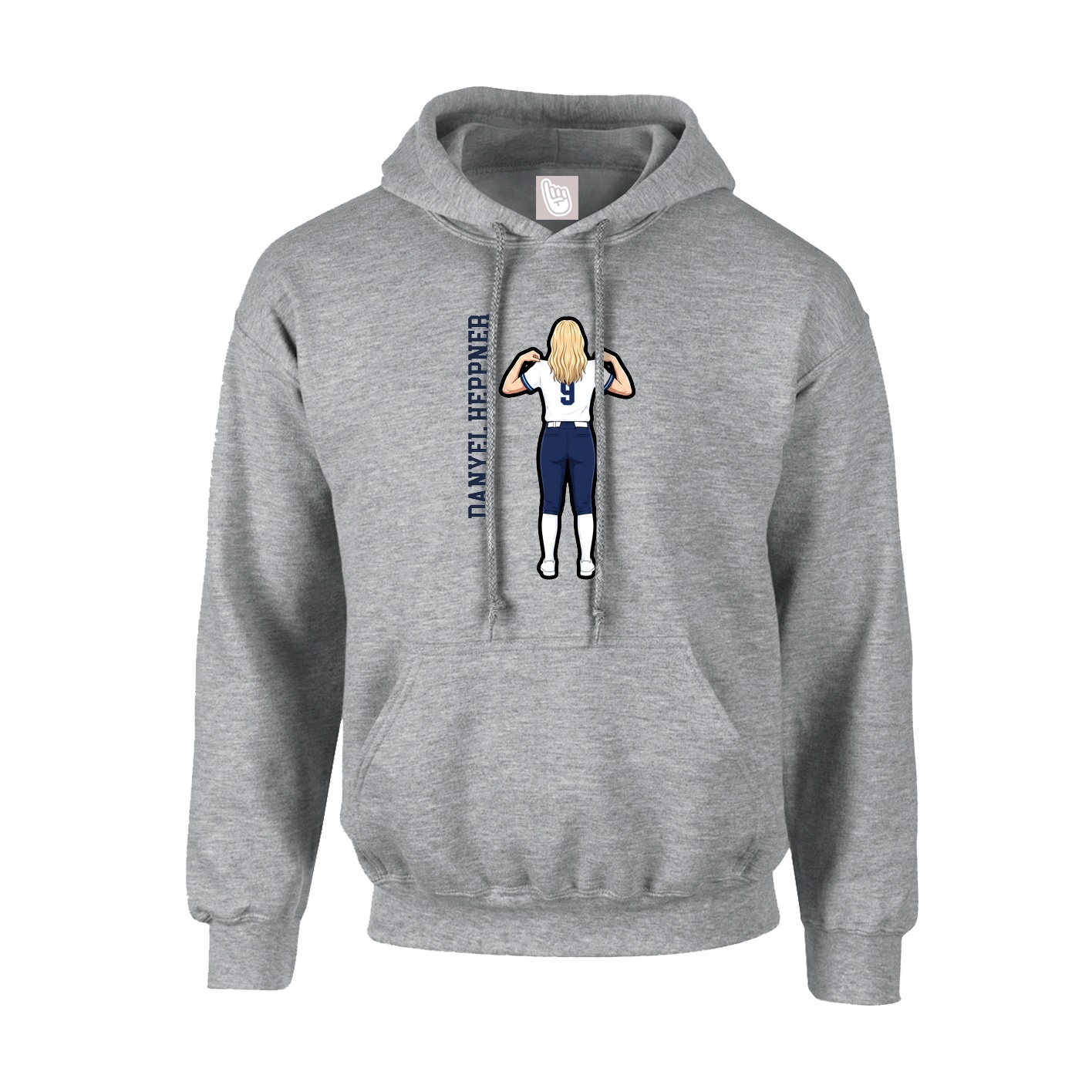 Youth Hoodie — Name Vertical in Grey