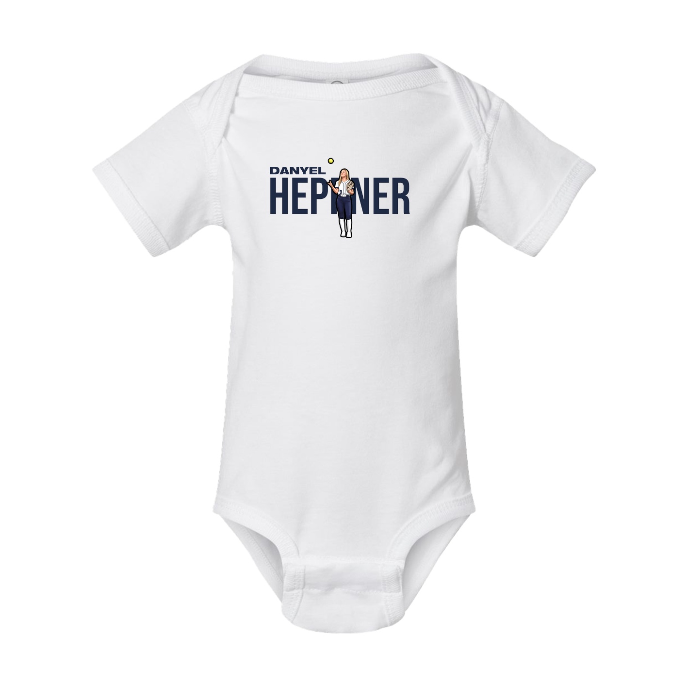 Baby Onesie — Player Name in White
